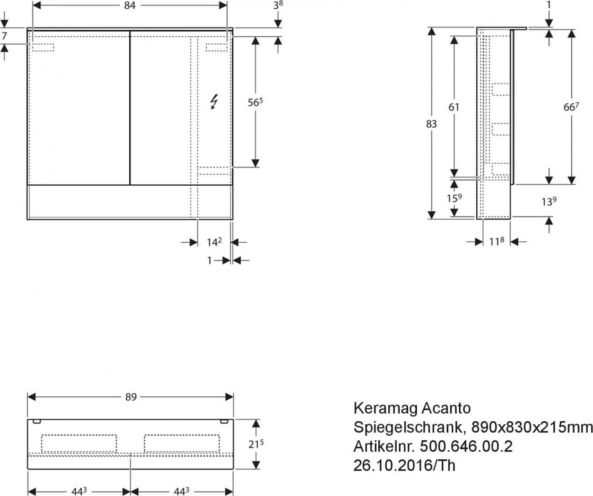 Зеркало-шкаф 90 см Geberit (Keramag) Acanto 500.646.00.2 - фото Geberit (Геберит) Shop