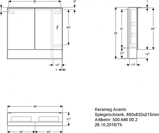 Зеркало-шкаф 90 см Geberit (Keramag) Acanto 500.646.00.2 - фото Geberit (Геберит) Shop