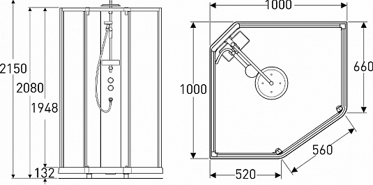 Задняя стенка душевой кабины 100x100 Ido Showerama 10-5 Comfort 558.313.00.1 белый+ прозрачное стекло - фото Geberit (Геберит) Shop