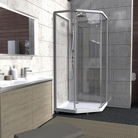 Задняя стенка душевой кабины 100x100 Ido Showerama 10-5 Comfort 558.313.00.1 белый+ прозрачное стекло - фото Geberit (Геберит) Shop