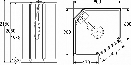 Задняя стенка душевой кабины 90x90 Ido Showerama 10-5 Comfort 558.304.00.1 хром матовый+ матовое стекло - фото Geberit (Геберит) Shop